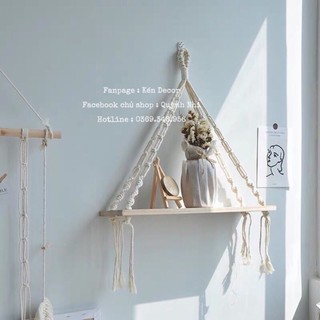 Kệ gỗ treo tường Macrame gỗ Quế thơm