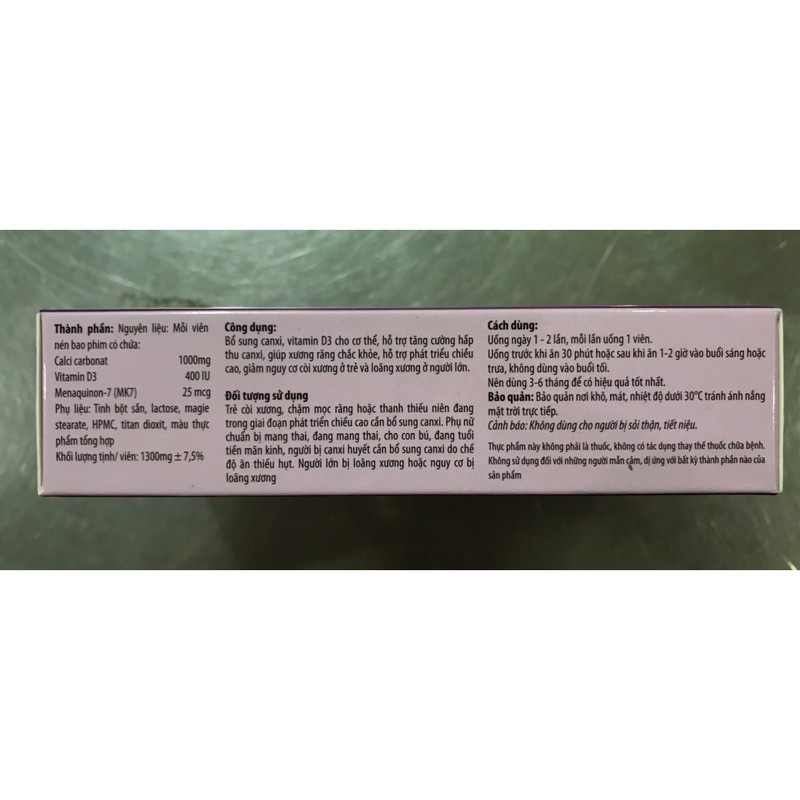 CALCI -D3- MK7  Kingphar  - Tăng Cường Hấp Thụ Canxi , Giúp Xương Chắc Khỏe