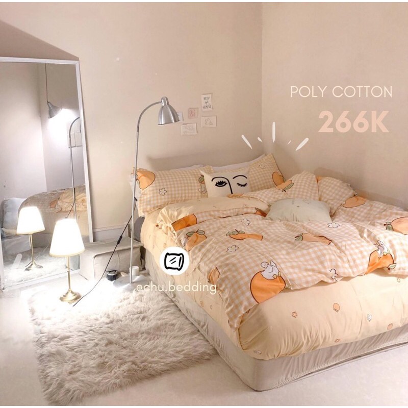 Set cotton poly 4 món đào cam