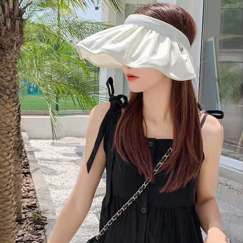 Mũ Lưỡi Trai Nửa Đầu Vành Rộng Chống Tia UV Hình Vỏ Sò Có Thể Gấp Gọn Thời Trang Mùa Hè Cho Nữ