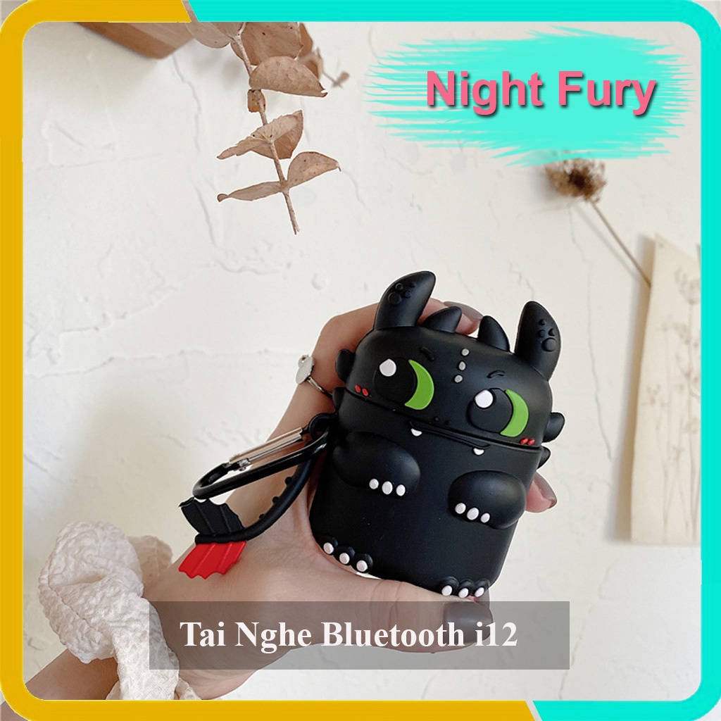 Tai Nghe Bluetooth 5.0 Không Dây i12,Kèm Vỏ Bảo Vệ Hoạt Hình Siêu Dễ Thương, Tương Thích AndroidiOs