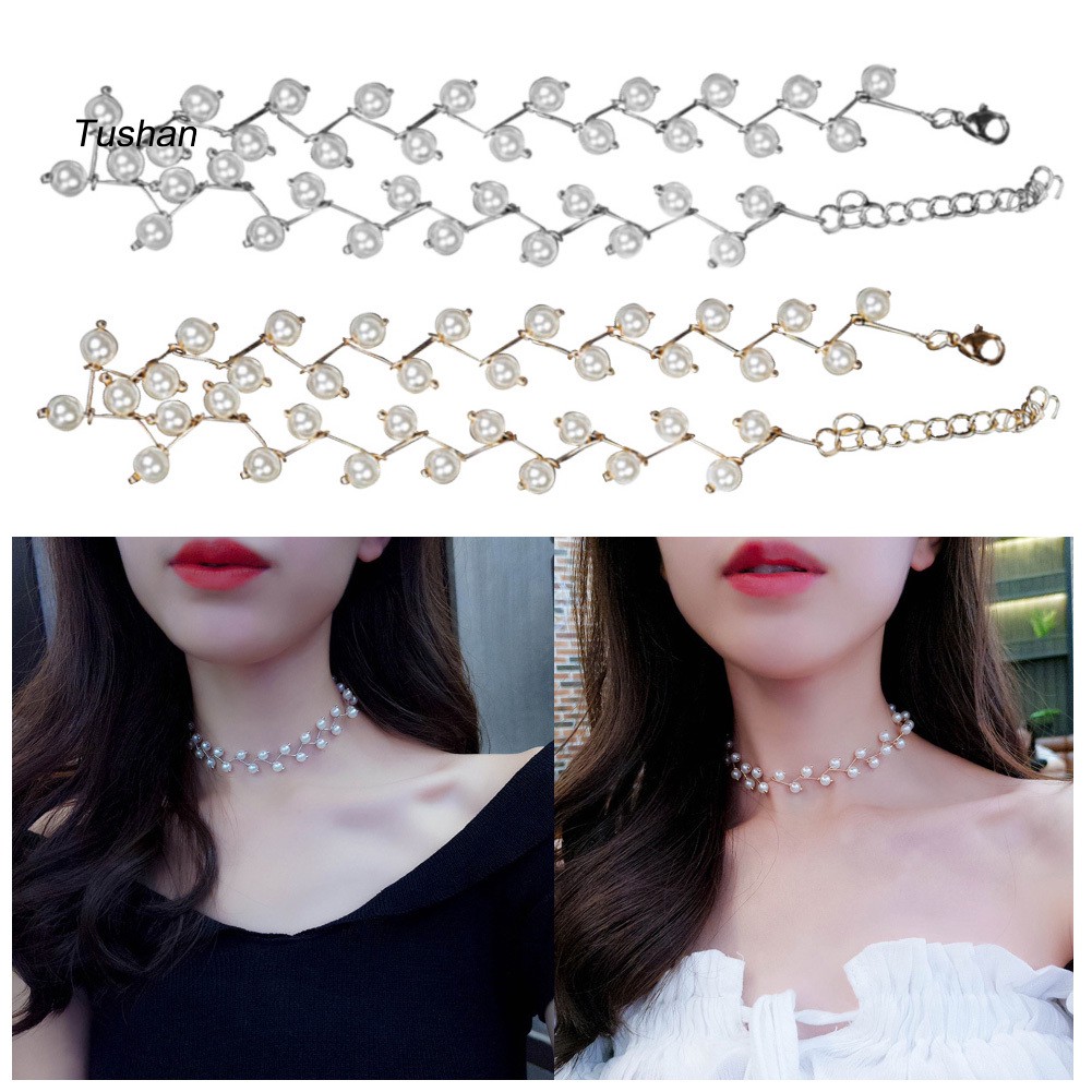 Vòng Cổ Choker Đính Ngọc Trai Nhân Tạo Thời Trang