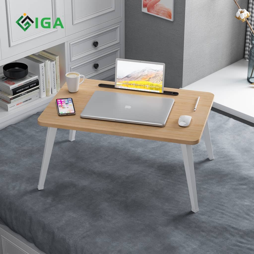 Bàn học làm việc, bàn ăn gấp gọn có khe cắm ipad mặt gỗ MDF hiện đại thông minh- GP220