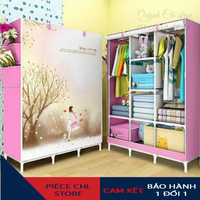 Tủ quần áo 3 buồng 8 ngăn khung thép sơn tĩnh điện kích thước 170x130x45cm