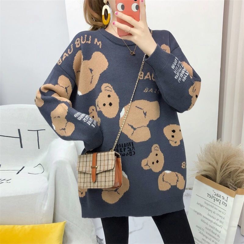 Áo Sweater Dệt Kim Dáng Rộng Thời Trang Mùa Đông Cho Mẹ Bầu