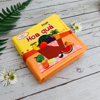Sách vải Lalala baby, kích thích đa giác quan chủ đề Hoa quả, Kích thước 15x15cm 12 trang