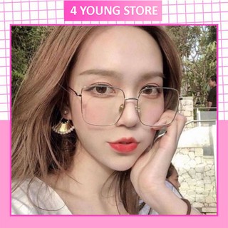  Kính mát thời trang Unisex cao cấp gọng vuông chống tia UV kiểu dáng Retro Hàn Quốc - Kính râm nữ 009 tròng Trong suốt 
