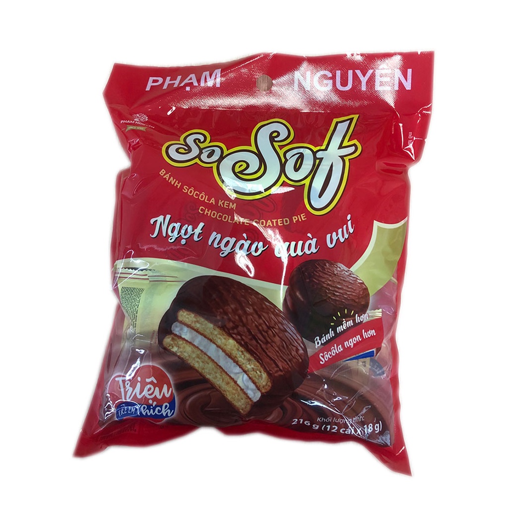 Bánh phủ socola Choco PN SoSof 216g | Bánh ăn vặt Socola | Đồ ăn vặt