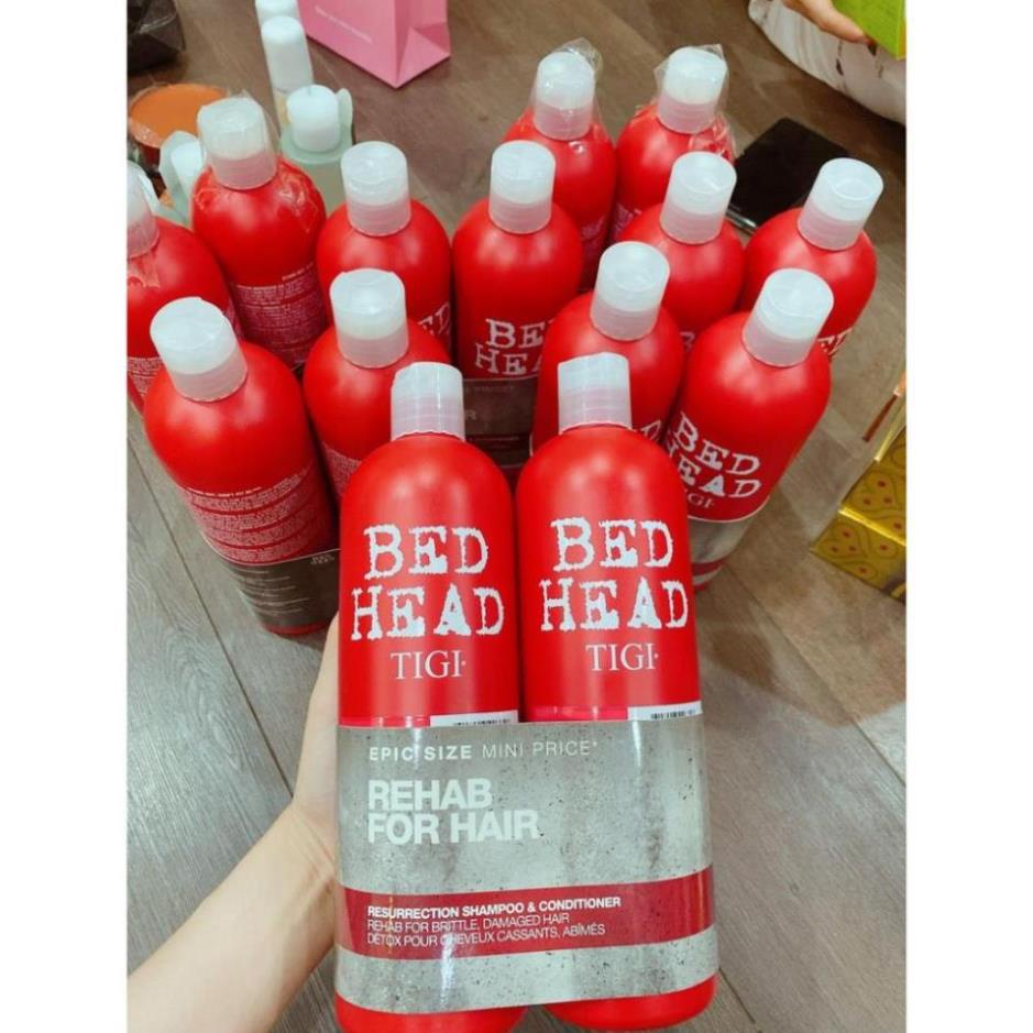 [SIÊU KHUYẾN MÃI]  TIGI BED HEAD ĐỎ - CẶP DẦU GỘI + XẢ PHỤC HỒI HƯ TỔN - 2 CHAI 750ML Chuẩn chính hãng USA