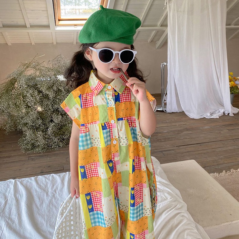 Jumpsuit Cổ Sơ Mi Họa Tiết Kẻ Sọc Phong Cách Hàn Quốc Thời Trang Mùa Hè Cho