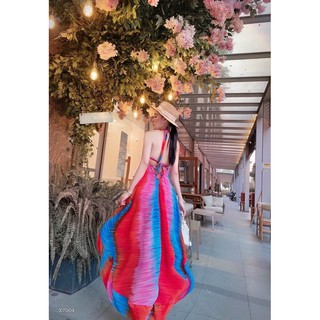 ĐẦM MAXI LOANG MÀU CỔ YẾM (KÈM VIDEO HÌNH THẬT)