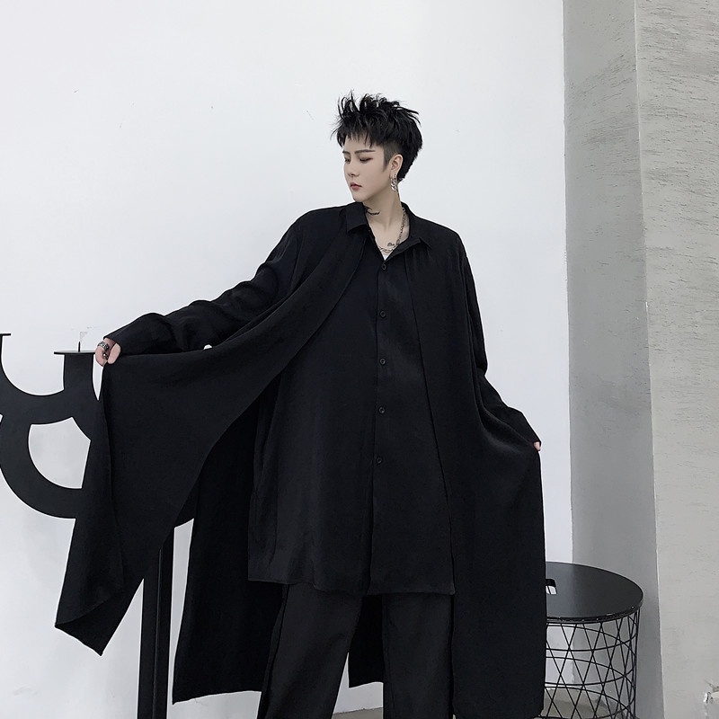 Áo Sơ Mi Tay Dài Giả Hai Lớp Phong Cách Yamamoto Nhật Bản Thời Trang Mùa Hè Dành Cho Nam