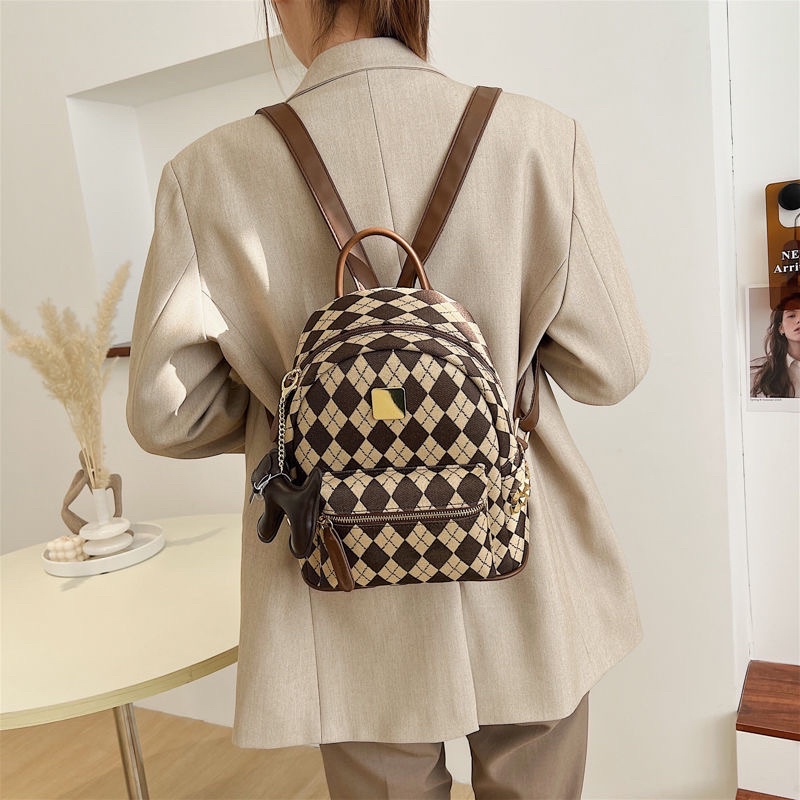 Balo mini kẻ caro thời trang nữ phong cách vintage chất lượng cao giá rẻ balo đi chơi du lịch phong cách hàn quốc bl002