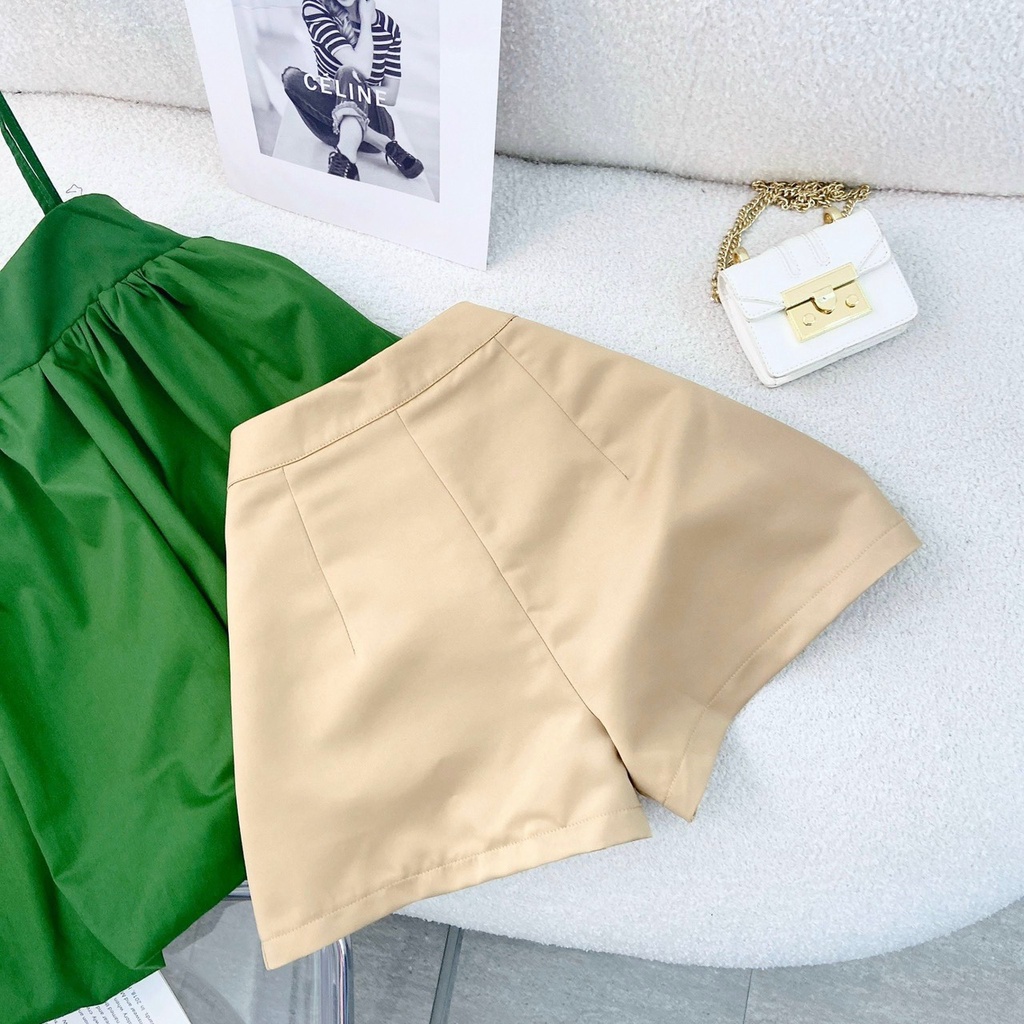 SET ÁO 2 DÂY XANH DÁNG BÍ + QUẦN SHORT KEM