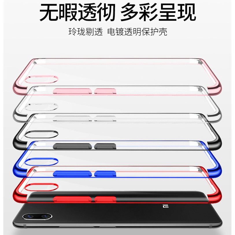 Ốp điện thoại trong suốt viền màu thời trang cho Xiaomi Mi Max 3 Redmi 6A 6 Pro