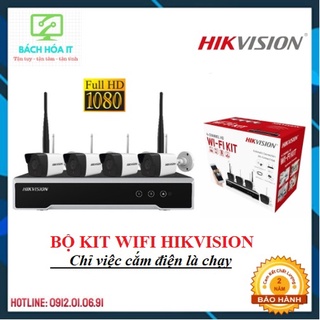 BỘ KIT Hikvision gồm 4 Camera IP Wifi Kèm Đầu Ghi 4 Kênh NK42W0H(D) Full 1080p bảo hành chính hãng 24 tháng