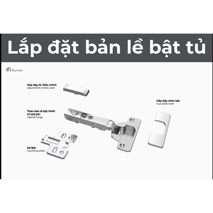 Bản lề bật hơi, giảm chấn cho cửa tủ, kệ- Loại tốt, đế rời, tháo lắp nhanh