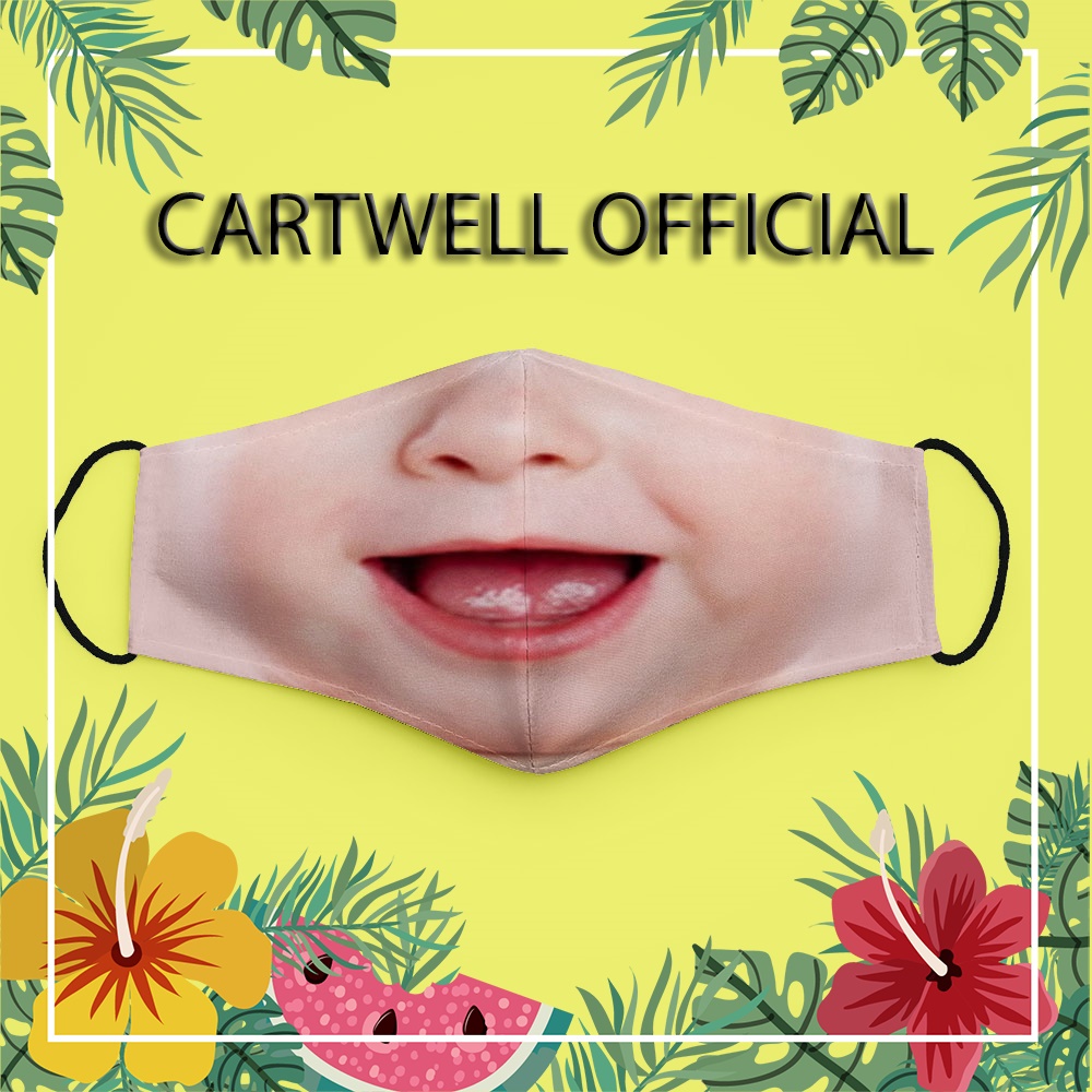 Khẩu trang cười miệng miệng cười quỷ chế baby 7 CARTWELL có thể giặt và tái sử dụng dày 2 lớp phòng dịch bệnh chống giọt