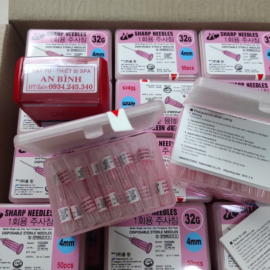 (Q1-HCM) Hộp Kim Meso 32G 4MM | Kim Tiêm Dưỡng Chất 34G 4MM Siêu Nhỏ Sharp Needle - Kim Tiêm PICO Needle Xuất Xứ HQ