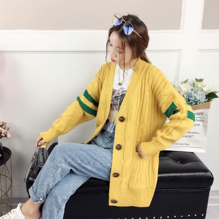 Áo khoác Cardigan dệt kim tay dài dáng rộng cổ chữ V