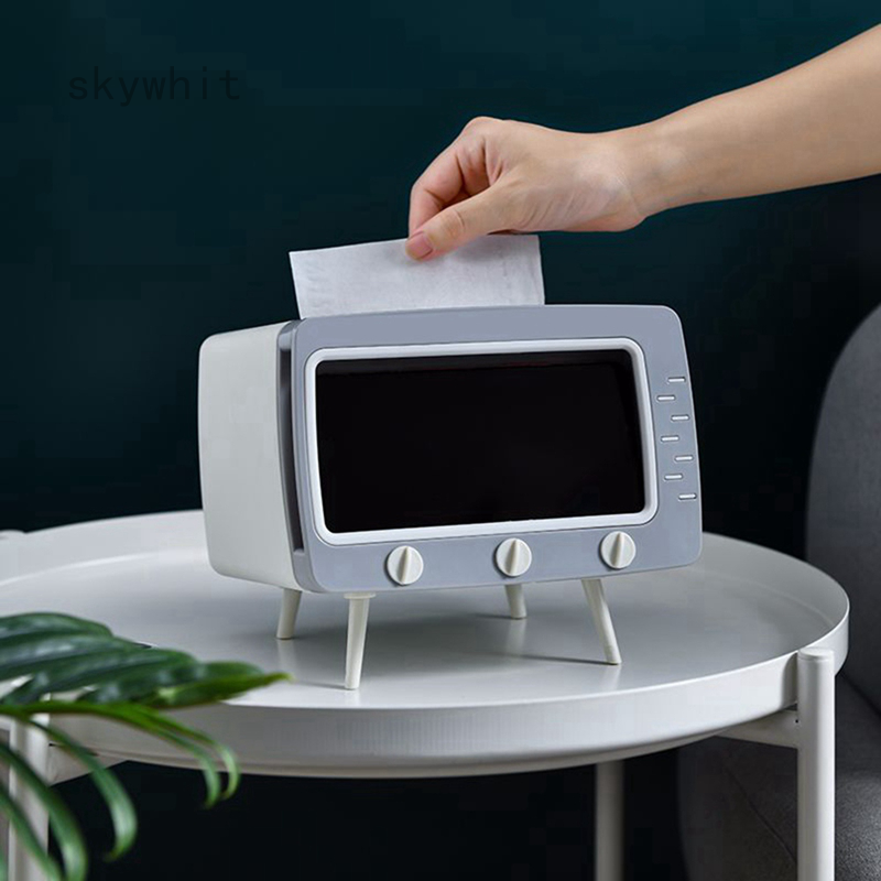 Desktop TV-shaped tissue box mobile phone card slot rack
