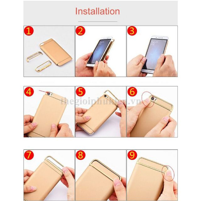 Ốp lưng ráp 3 mảnh Plastic Xiaomi Redmi Note 5 Pro/ Note 5 viền mạ vàng cao cấp - Nhiều màu