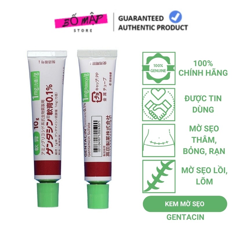 [SALE] [CAM KẾT 100% CHÍNH HÃNG] Kem Giảm Sẹo Gentacin Ointment 0.1% Gentamicine Sulfate Takata Nhật Bản 10g