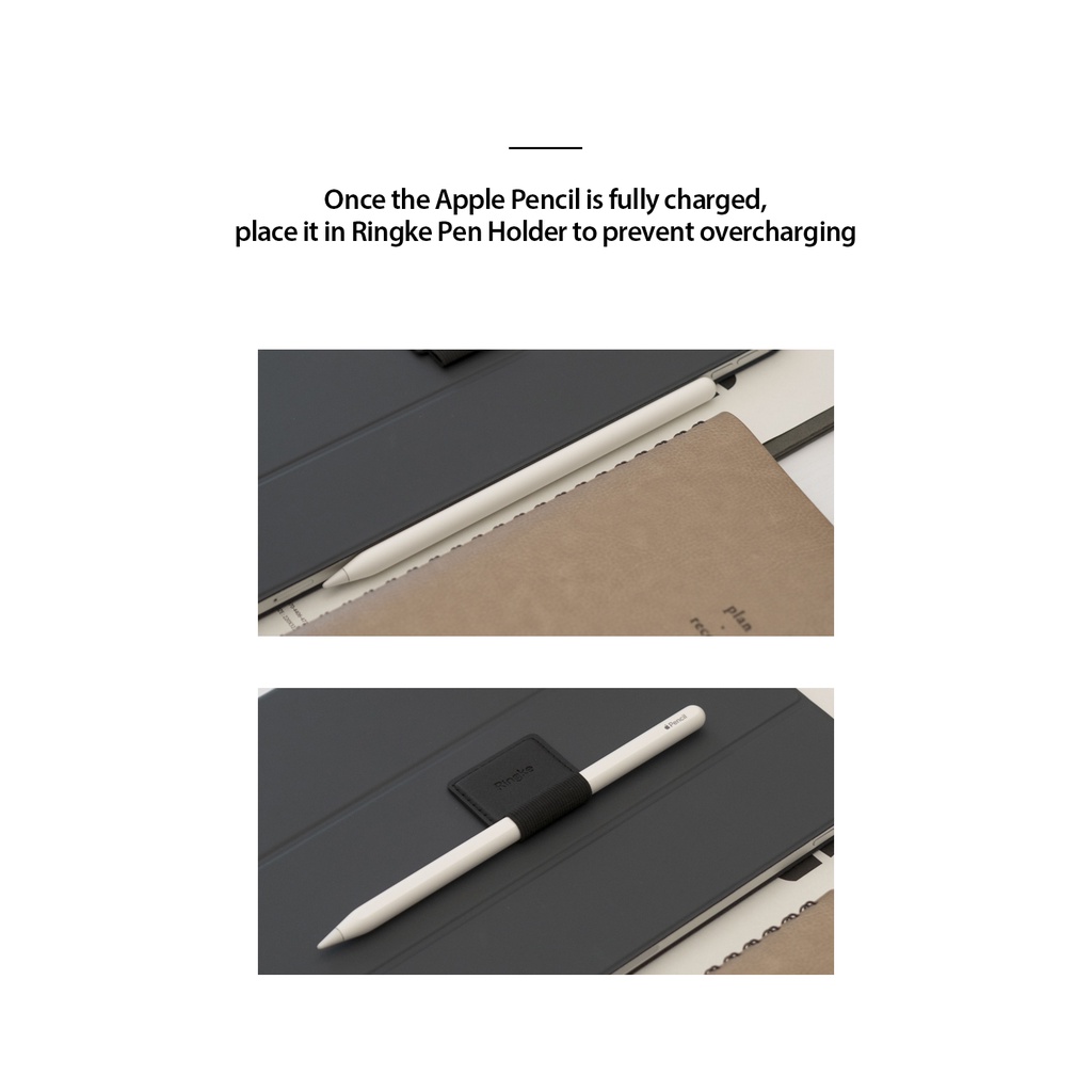 Set 3 Vòng Đai Cắm Bút Ringke Bằng Da PU Siêu Bền Có Độ Co Giãn Cao Có Keo Dán 3m Dành Cho Apple Pencil Nhật Ký Sổ Tay