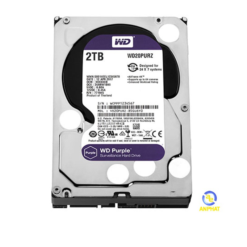 Ổ cứng HDD WD Purple 3.5&quot;  - Dung lượng 1TB / 2TB/ 4TB/ 6TB ( 5400RPM - chuẩn SATA 3 - 64MB Cache) - Bảo hành 36 tháng