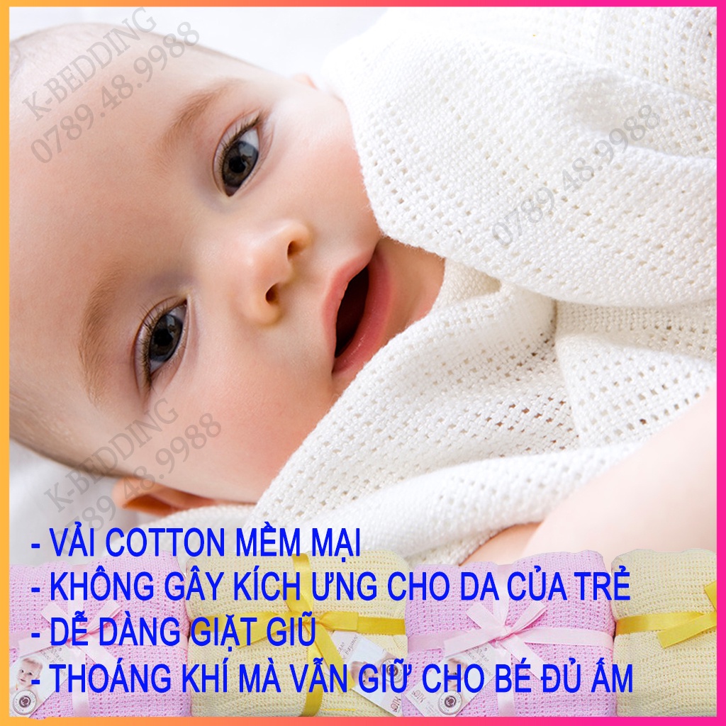 Chăn lưới cho bé xuất Nga, mền cotton cao cấp thoáng khí chống ngạt