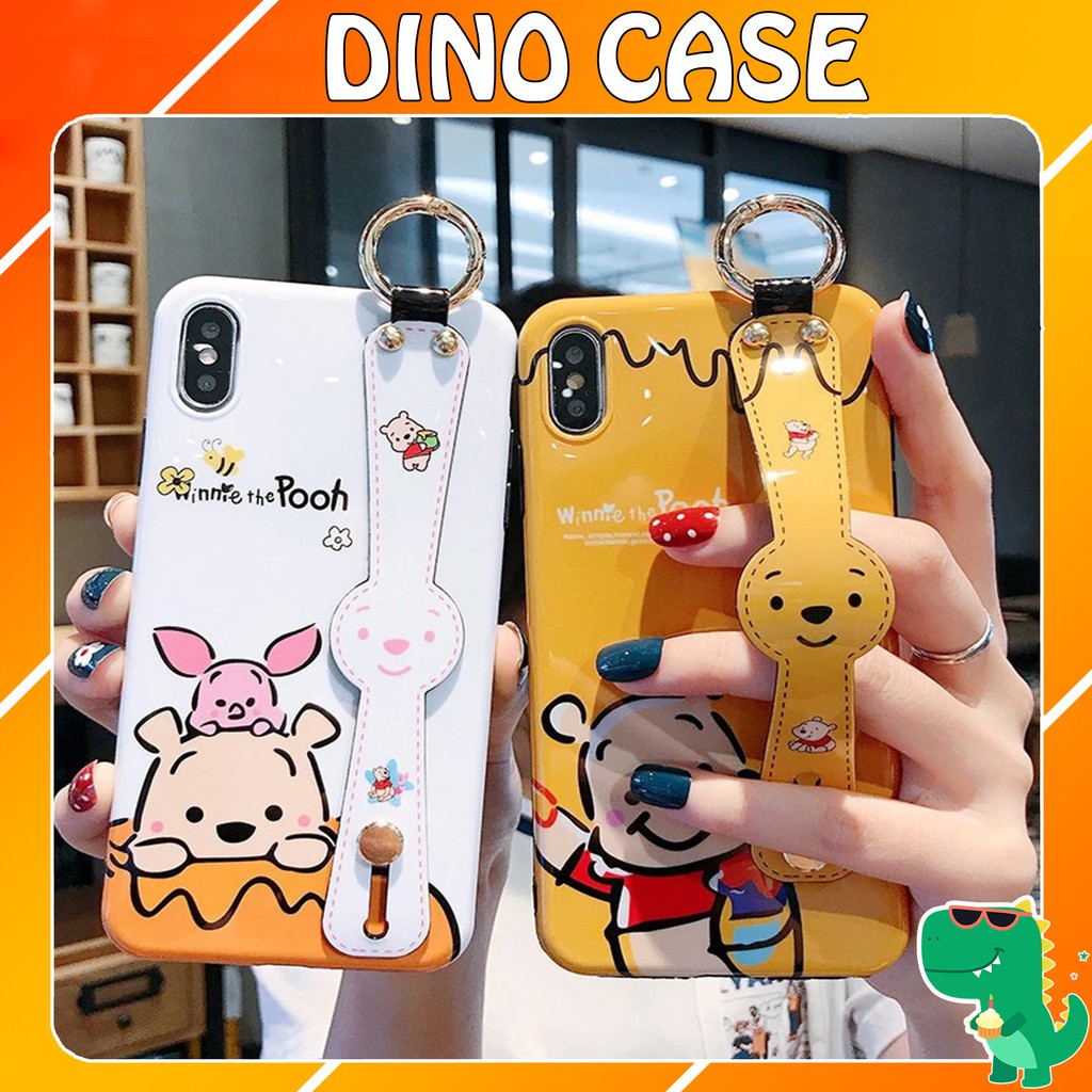 Ốp lưng iphone Có Móc Tay Kiêm Giá Đỡ Điện Thoại Gấu Pooh- Lợn Piglet 6/6plus/6splus/7plus/8plus/x/xs/xs max/11/11promax