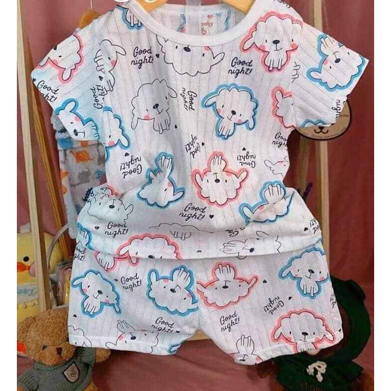 Bộ quần áo cotton giấy ngắn tay cài vai siêu mát cao cấp cho bé (4-14kg)