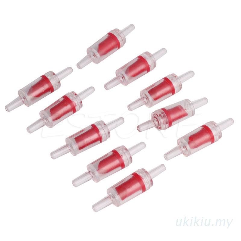 UKI  10x Aquarium One Way Check Valve Non-Return Fish Tank Air Pump CO2 System Red