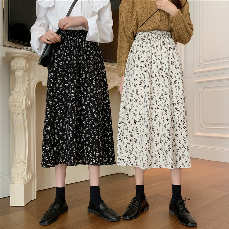 Chân váy dài ulzzang hàn quốc lưng cao 2021, Đầm nữ xòe màu đen trắng hoa nhí vạt đuôi cá cao cấp thời trang hàn quốc | BigBuy360 - bigbuy360.vn