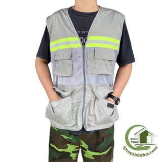 Áo gile kỹ sư - áo ghi lê bảo hộ lao động phản quang màu xám