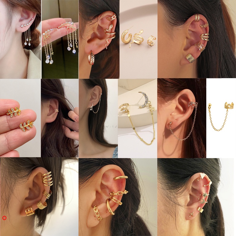 Đôi Khuyên Tai Hình Chữ C / Cánh Bướm Đính Ngọc Trai Giả Thanh Lịch