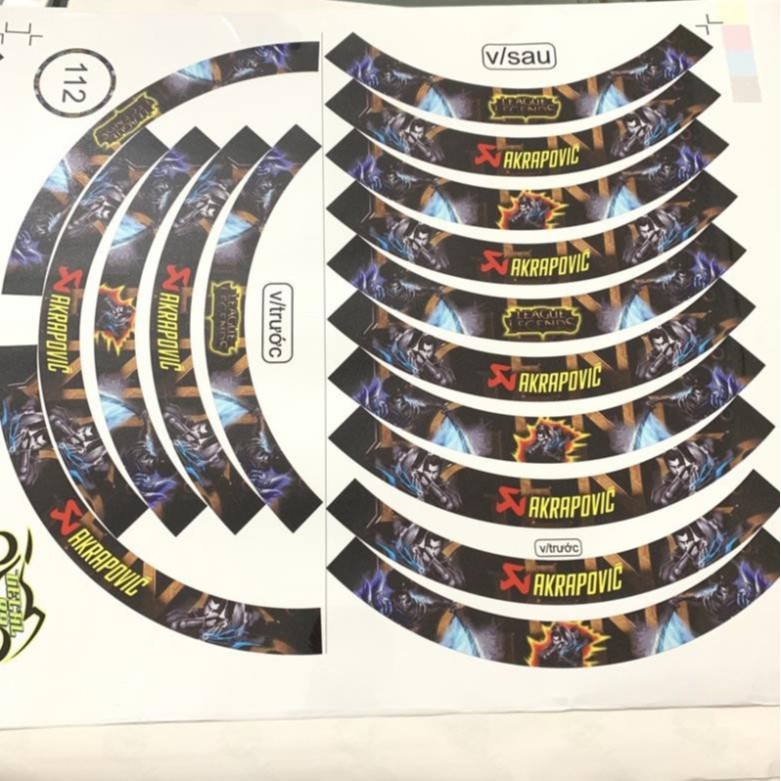 ( Ảnh Thật ) Tem Dán Vành Full Bánh Tướng Liên Minh Huyền Thoại Mã Số 112