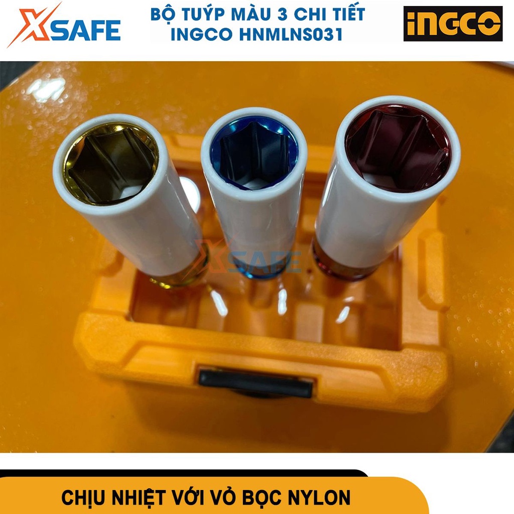 Bộ 3 đầu tuýp 1/2'' INGCO HNMLNS031 chất liệu thép Cr-Mo, kích thước: 17-19-21mm - chính hãng