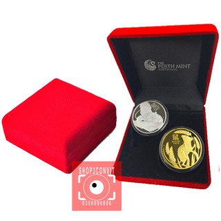 Cặp Tiền Xu Hình Con Chuột Nước Úc Mạ Vàng, Mạ Bạc 2020
