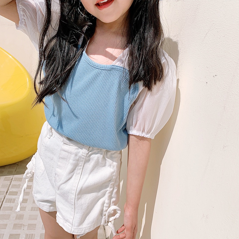 Áo Chiffon Dệt Kim Tay Phồng Cổ Vuông Phong Cách Retro Dành Cho Nữ