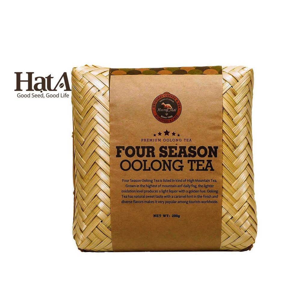 Trà ô long thượng hạng Hương Mai Cafe Premium Four Season Oolong Tea hương vị thanh nhẹ 200gr - đựng trong khay tre