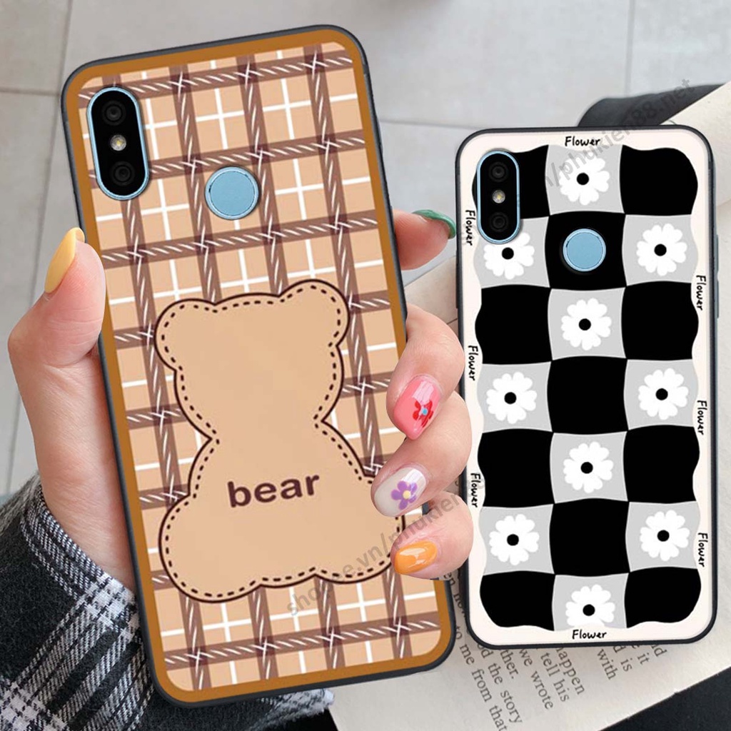 Ốp lưng Xiaomi Redmi 6 Pro / Mi A2 Lite ốp điện thoại LineBear, bé tóc xù, hoa siêu đẹp
