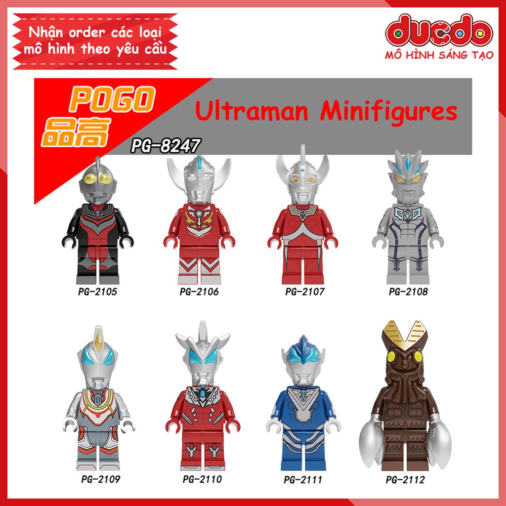 Minifigures các nhân vật siêu nhân điện quang Ultraman - Đồ chơi Lắp ghép Xếp hình Mô hình Mini Iron Man POGO PG8247