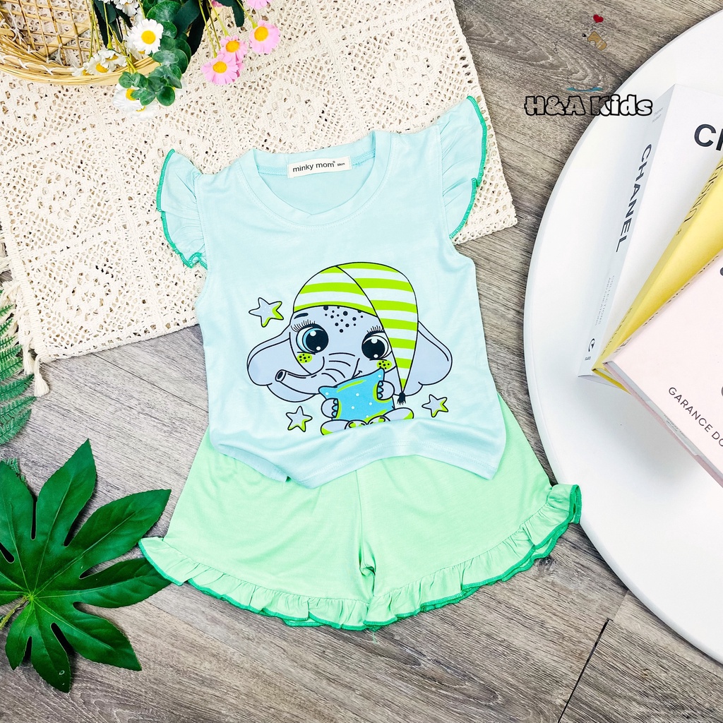 [Bé 20-32kg] Bộ Ngắn tay cánh tiên quần bèo thun lạnh in hình dành riêng cho bé gái xinh yêu từ 20-32kg