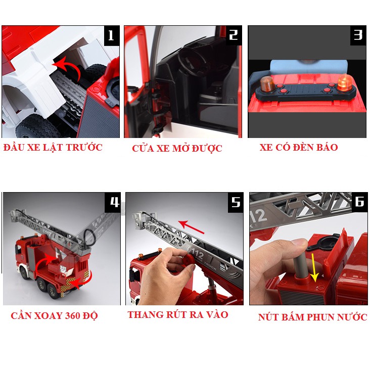 Xe cứu hỏa mô hình cỡ lớn đồ chơi trẻ em phun được nước thật