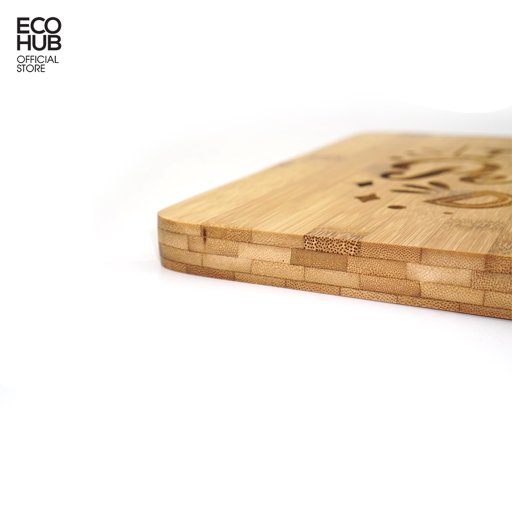 Thớt tre ECOHUB Hình vuông Perfect Day dùng để ăn salat, Hoa quả, Beefsteak (Bamboo Cutting Board)