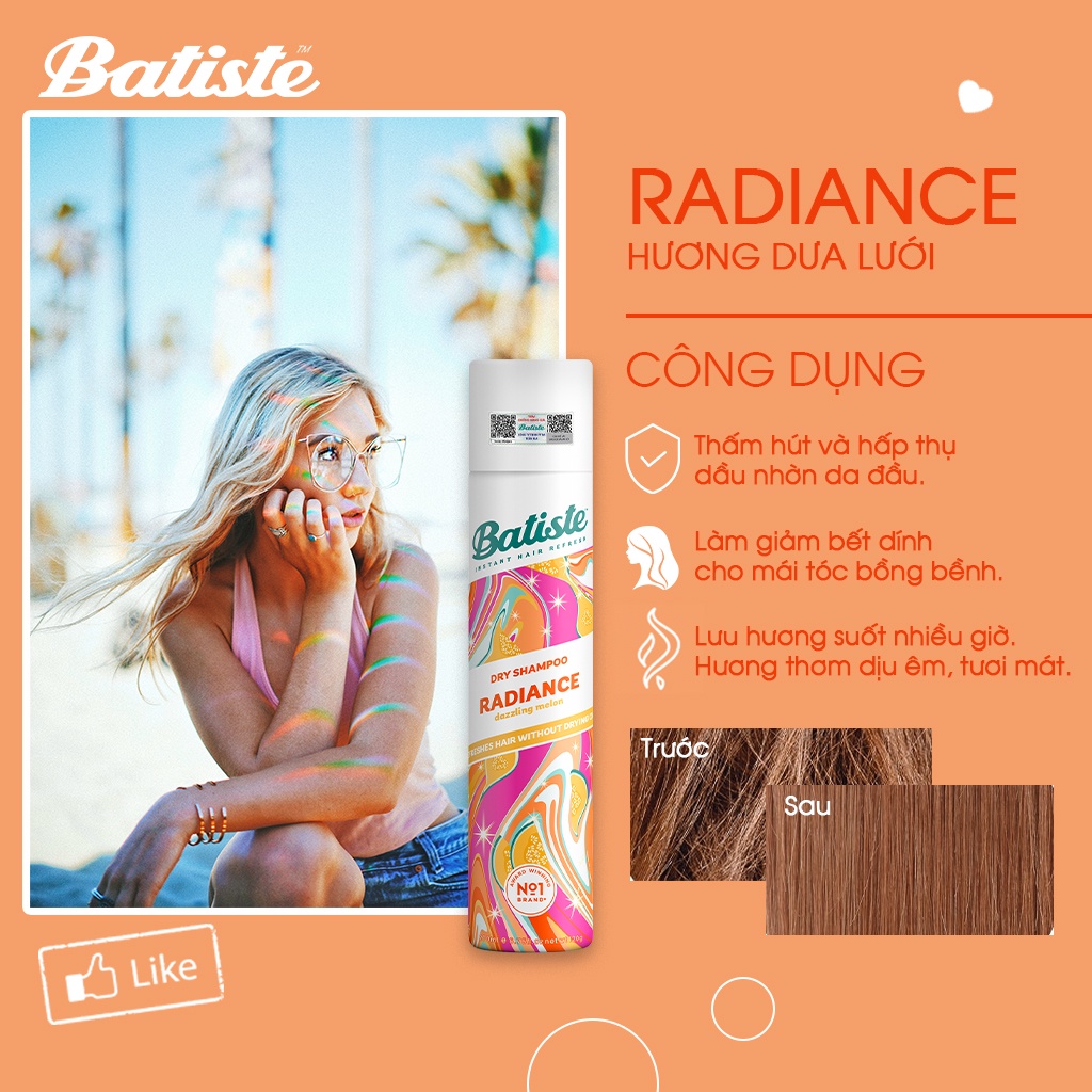 Combo 2 Chai Dầu Gội Khô Batiste Số 1 UK Dầu gội khô Cho tóc Hết Bết, Dính Bồng Bềnh Tức Thì