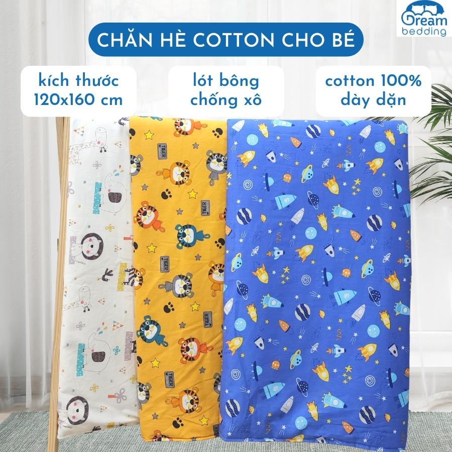 Chăn hè cho bé đi học DreamBedding cotton 100% size 120x160cm mềm mát thấm mồ hôi tốt