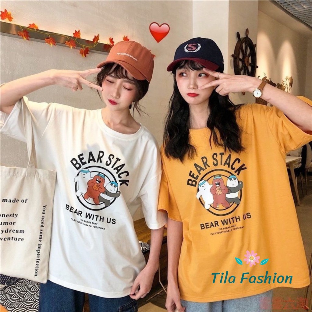 Áo Thun Unisex Bearstack [HÌNH THẬT+CLIP SHOP TỰ QUAY