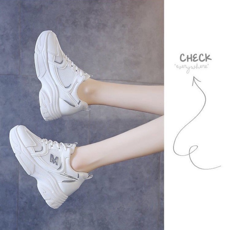 Giày Thể Thao Nữ Độn Đế 7 Phân Tăng Chiều Cao Hình Chữ M